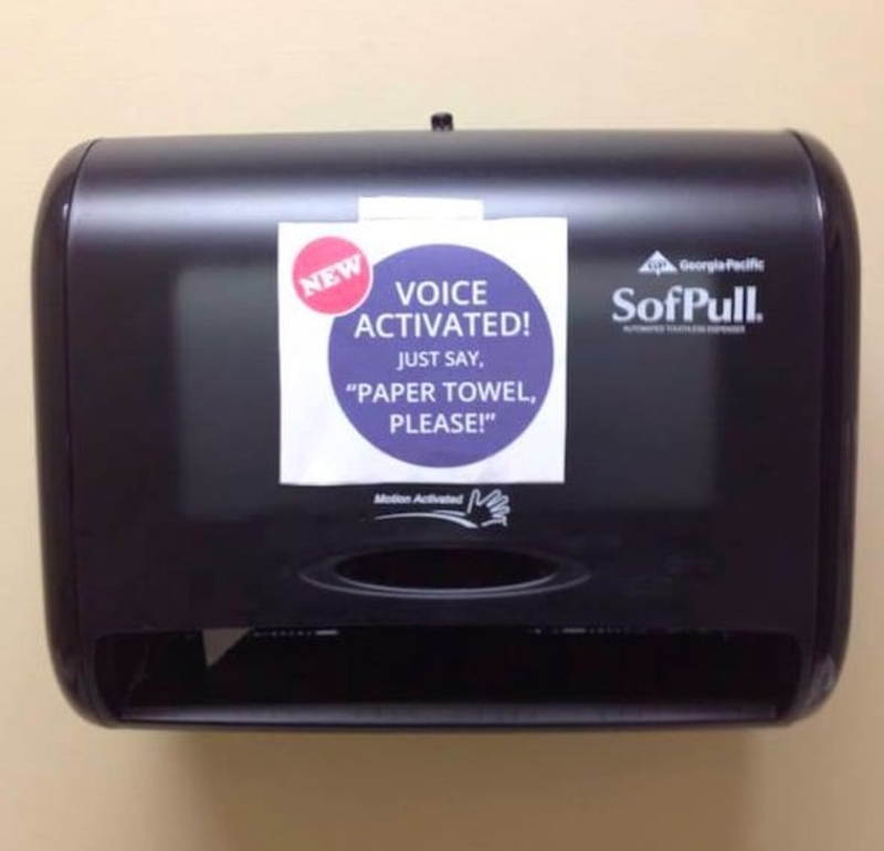 Speak into the Dispenser | Reddit.com/cheerleaderorgy