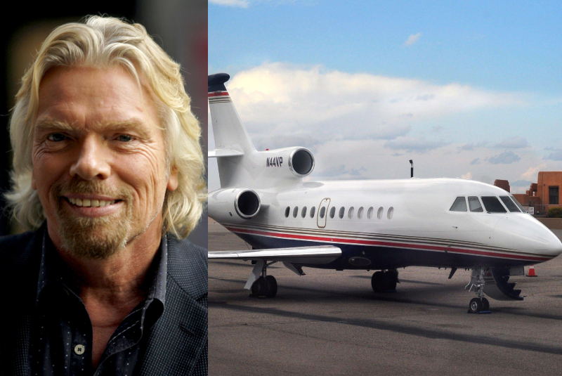 Richard Branson – Falcon 900EX, Estimated $43.3 Million | Shutterstock & Getty Images Photo by Robert Alexander