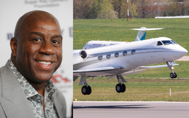 Magic Johnson – Gulfstream G-III, Estimated $40 Million | Alamy Stock Photo by The Photo Access/Alamy Live News/Jared Milgrim & Shutterstock