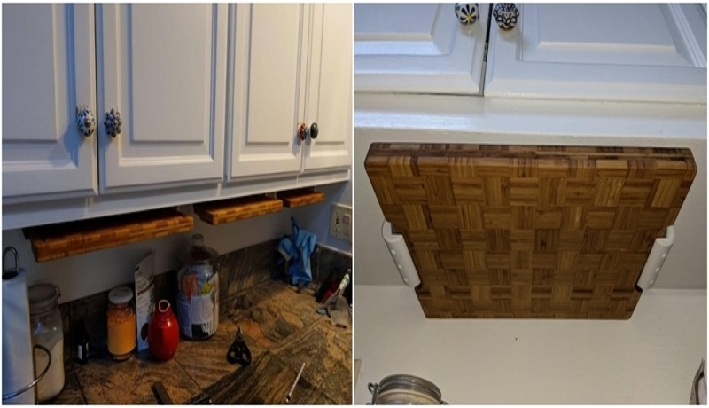 DIY Cutting Board Holder | Reddit.com/JoshWithaQ