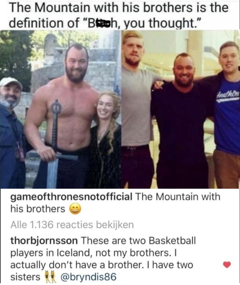 The Mountain Strikes Back | Instagram/@gameofthronesnotofficial