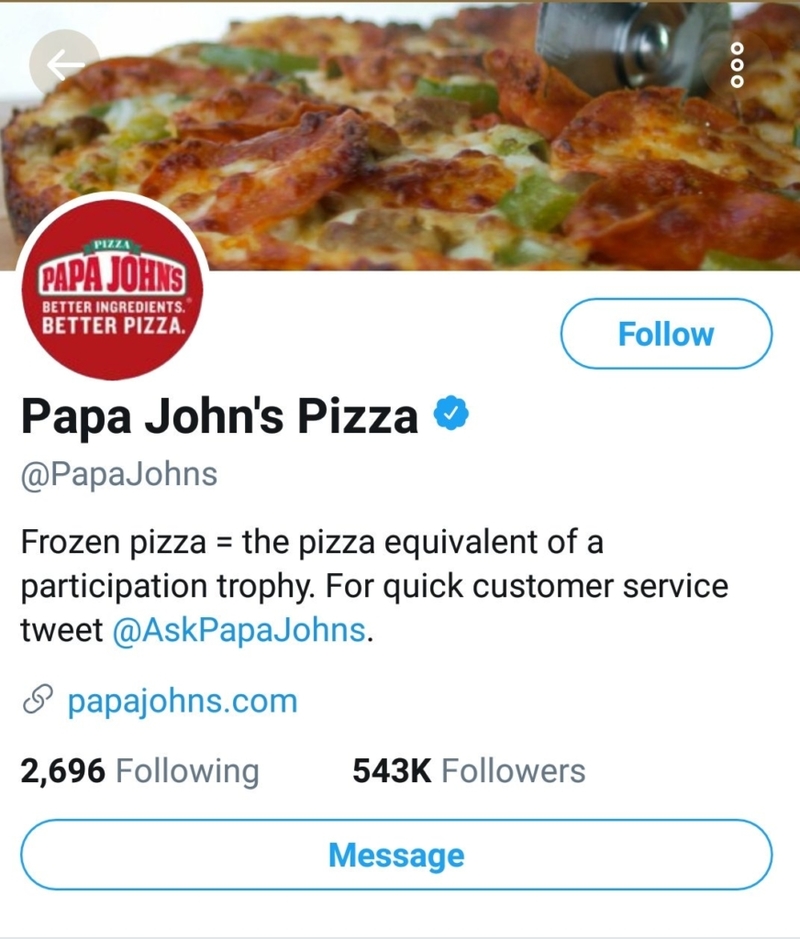 Not Taking it Lying Down | Twitter - Papa John