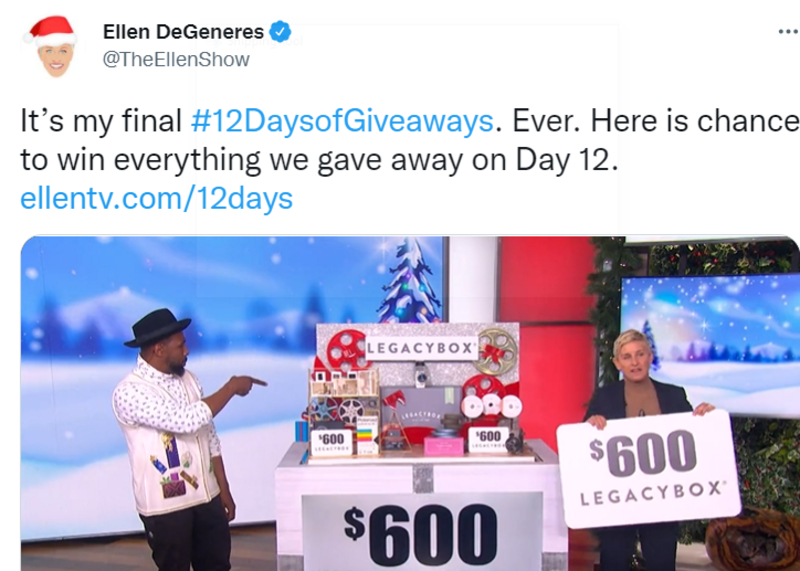 The Giveaways | Twitter/@TheEllenShow