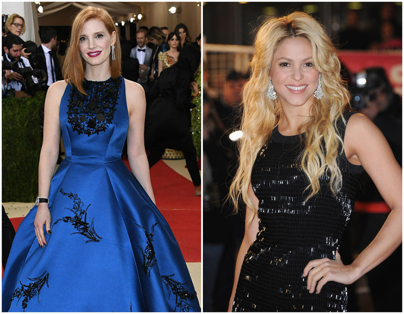 Jessica Chastain and Shakira-1977 | Getty Images Photo by Larry Busacca & Francois Durand