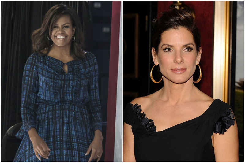 Michelle Obama and Sandra Bullock- 1964 | Shutterstock/Getty Images Photo by Stephen Lovekin