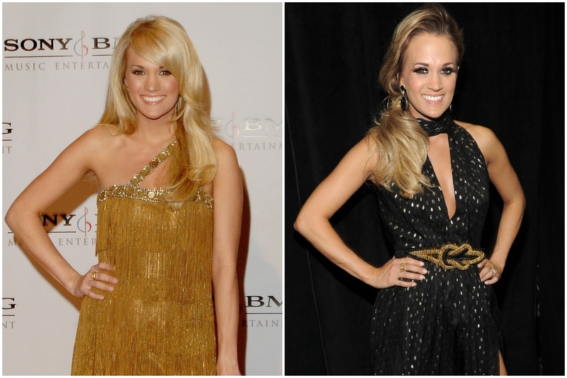 Carrie Underwood – 9 kilos | Getty Images Photo by Jon Kopaloff/FilmMagic & Kevin Mazur/Billboard Awards 2014/WireImage