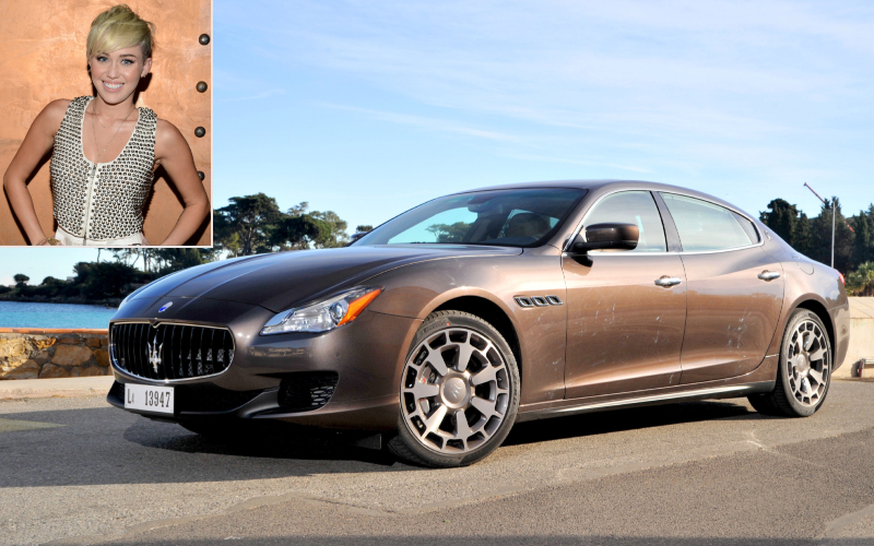 Miley Cyrus - Maserati Quattroporte $ 140K | Getty Images Photo by Michael Kovac & Alamy Stock Photo by Matthew Richardson