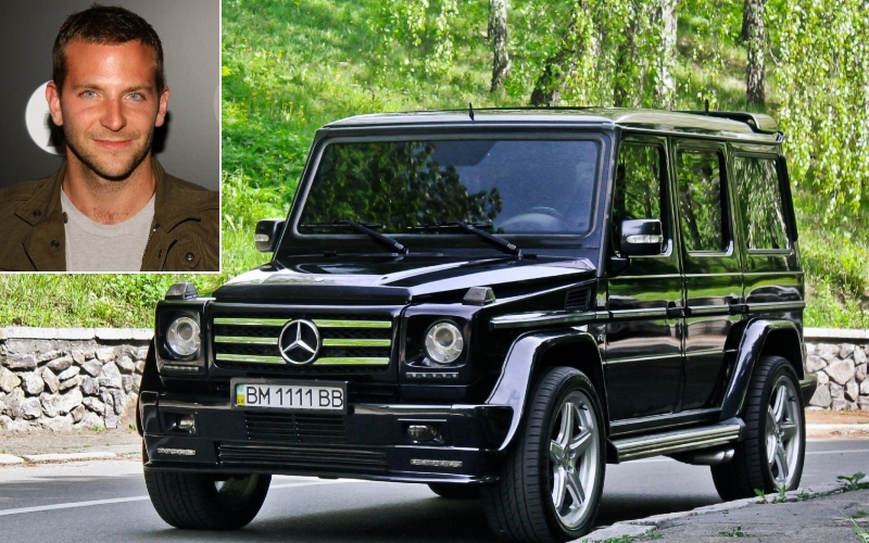 Bradley Cooper - Mercedes-Benz G55 $ 220K | Getty Images Photo by Jean-Paul Aussenard/WireImage & Alamy Stock Photo by Roman Stasiuk