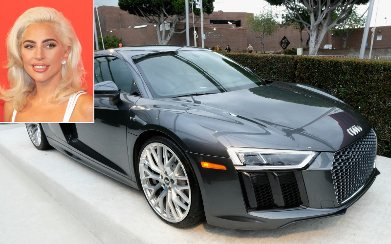 Lady Gaga - Audi R8 $ 165K | Alamy Stock Photo by Roberto Ricciuti/Awakening/Alamy Live News & Getty Images Photo by Dimitrios Kambouris