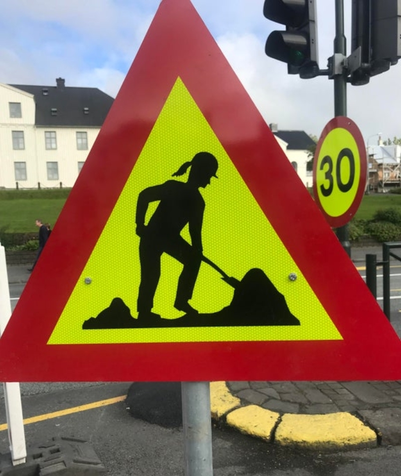 Iceland’s Female Workers on Road Work Signs | Reddit.com/ithinkik_ern