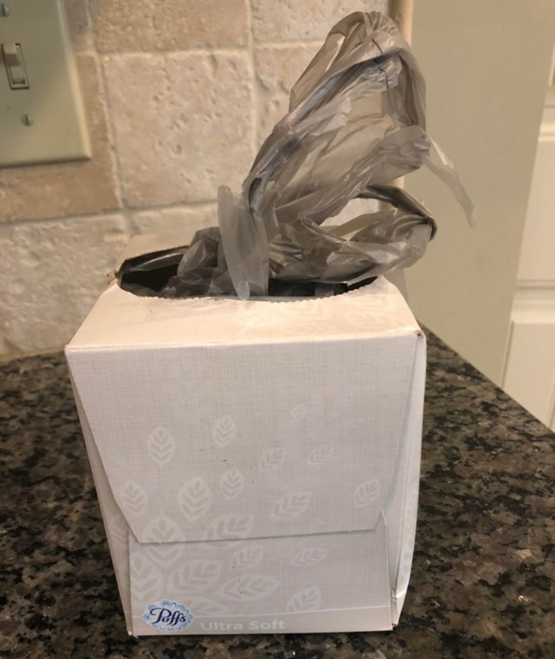 Use a Tissue Box as a Holder for Plastic Bags | Reddit.com/Cupieqt