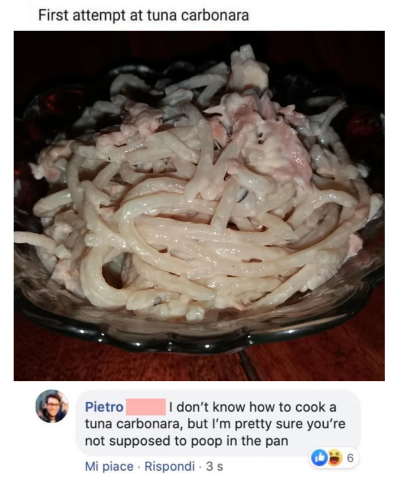 Making Tuna Carbonara | Reddit.com/supercrazygirl1234 & Twitter/@ItalianComments