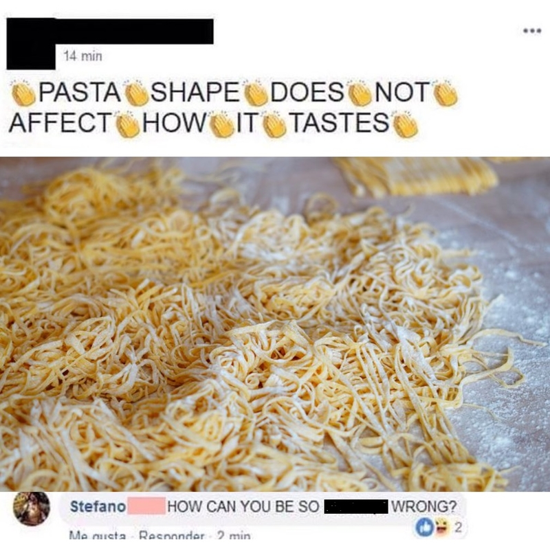 Pasta Shape Equals Pasta Taste | Reddit.com/tommywiseauswife & Twitter/@ItalianComments 