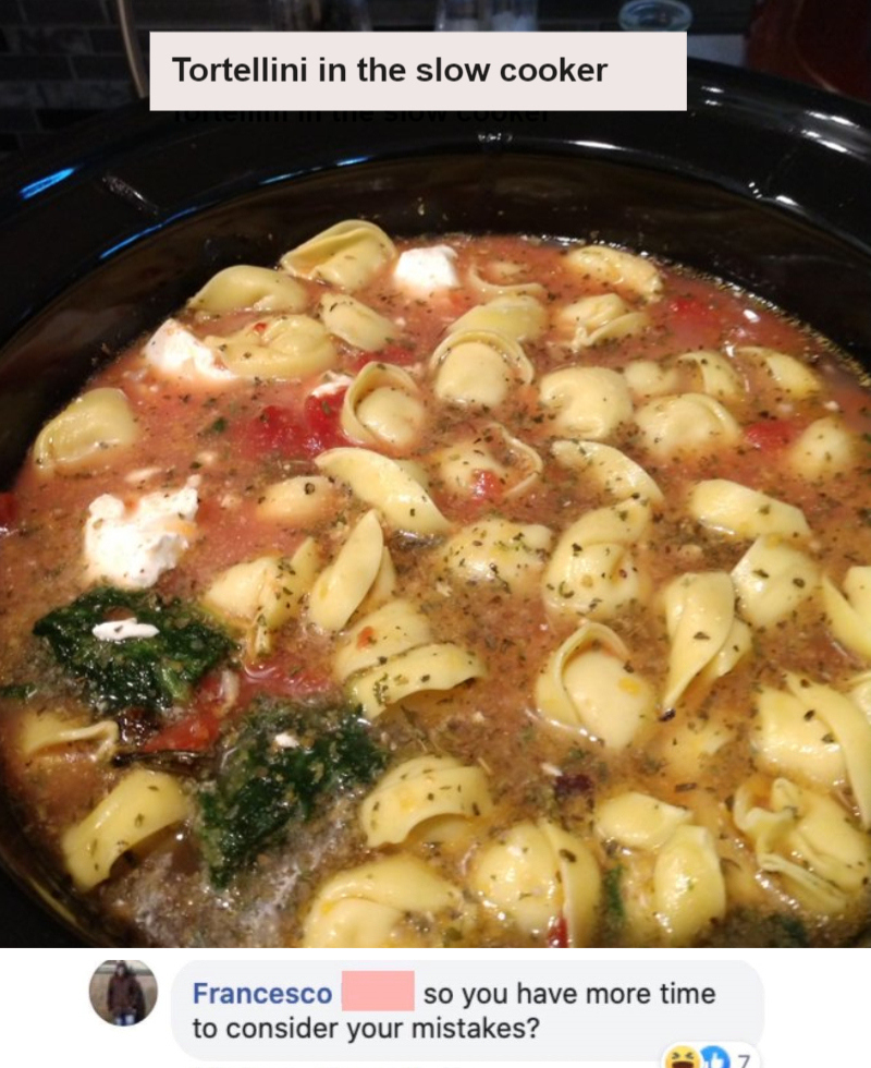 Slow Cooking Tortellini | Twitter/@Be_U_Nique00 & @ItalianComments