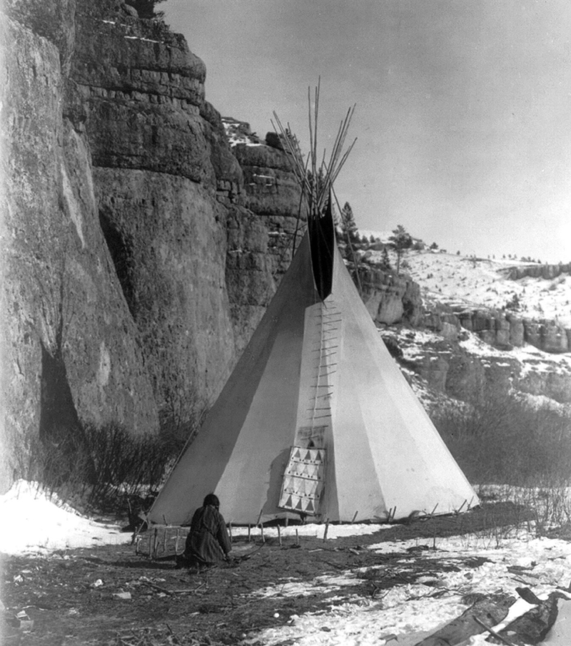 Apsaroke Hide Stretching | Alamy Stock Photo by Edward S. Curtis 