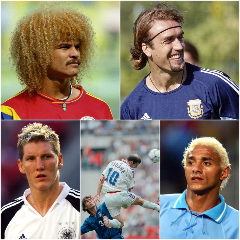 Die wildesten Haarschnitte der Fußballweltmeisterschaft | Alamy Stock Photo & Getty Images Photo credit should read DANIEL GARCIA/AFP & Getty Images Photo by Neal Simpson - PA Images & Getty Images Photo by Christian Liewig/TempSport/Corbis & Getty Images Dario Silva, Uruguay Photo by Tony Marshall/EMPICS