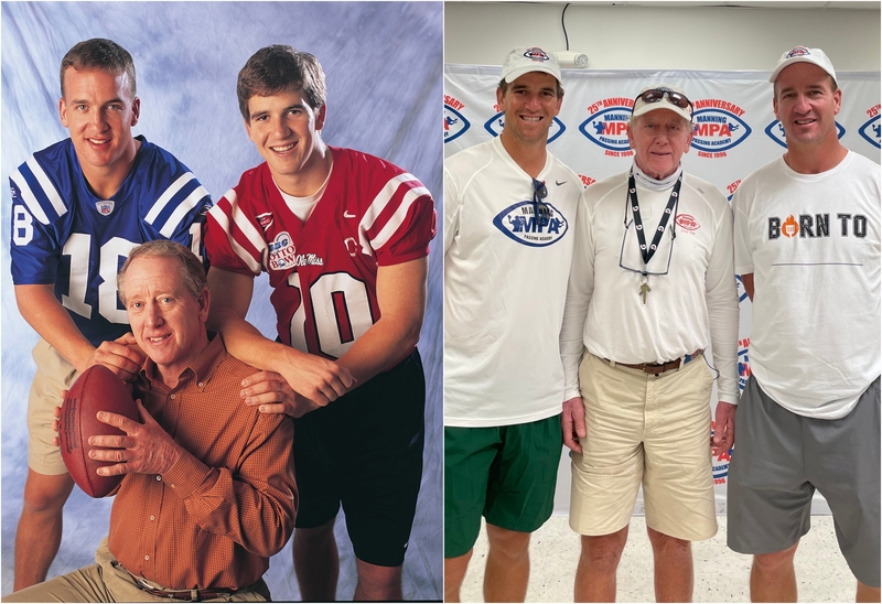 Peyton & Eli Manning | Getty Images Photo by Sporting News & Twitter/@EliManning