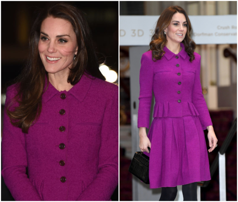 Magenta Oscar de la Renta Skirt Suit | Getty Images Photo by Eddie Mulholland-WPA Pool & Karwai Tang/WireImage