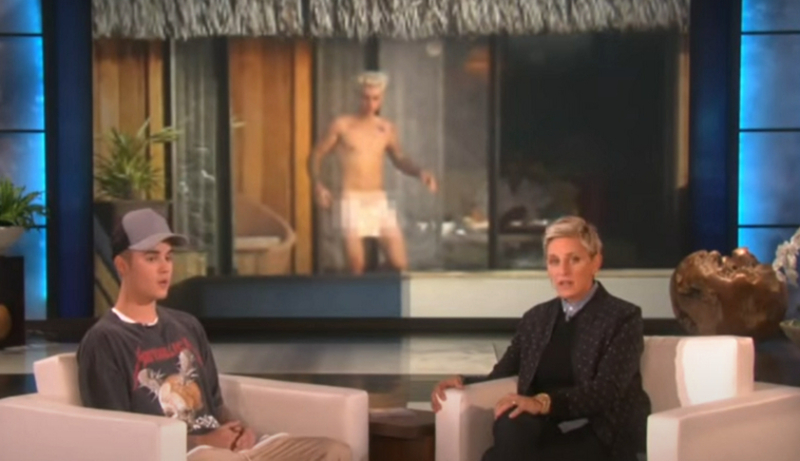 Justin’s Revealing Photos Shown by Ellen DeGeneres | Youtube.com/JustinBieberVEVOs