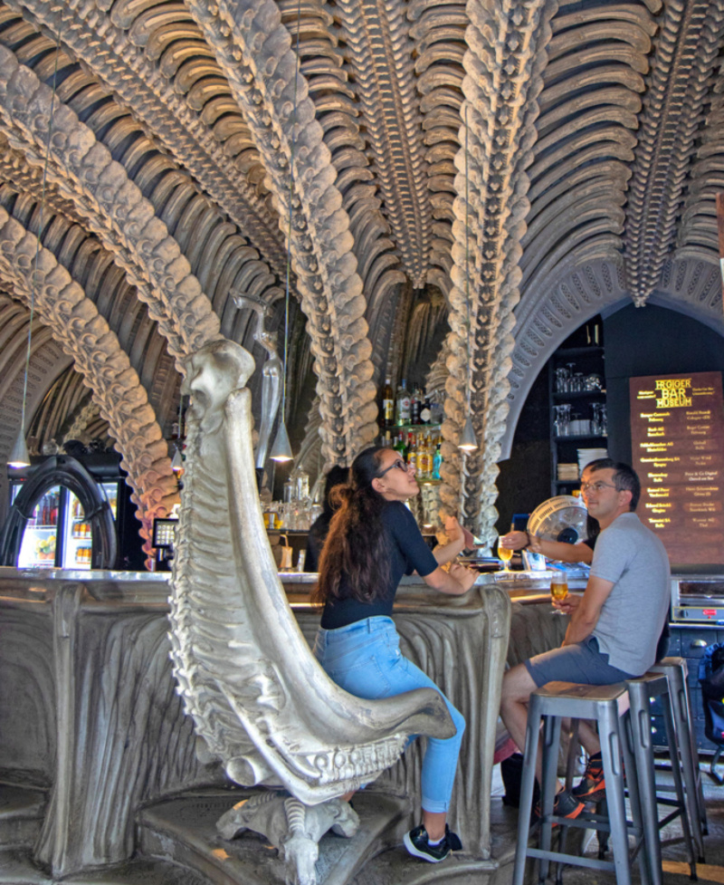 The HR Giger Museum bar in Gruyeres, Switzerland | Alamy Stock Photo