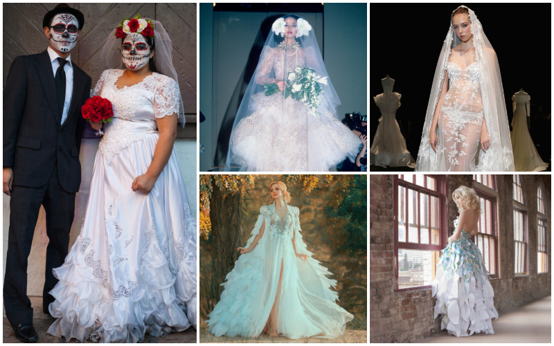 Vestidos de novia como nunca antes los habías visto | Moab Republic/Shutterstock & Getty Images Photo by Thomas Iannaccone/WWD/Penske Media & Brendon Thorne & Kharchenko_irina7 & quavondo