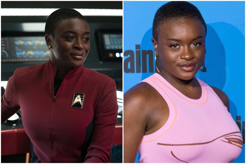 Celia Rose Gooding como Nyota Uhura | MovieStillsDB Photo by mitchellgreen/production studio & Alamy Stock Photo by Marissa Carter/ZUMA Press Wire