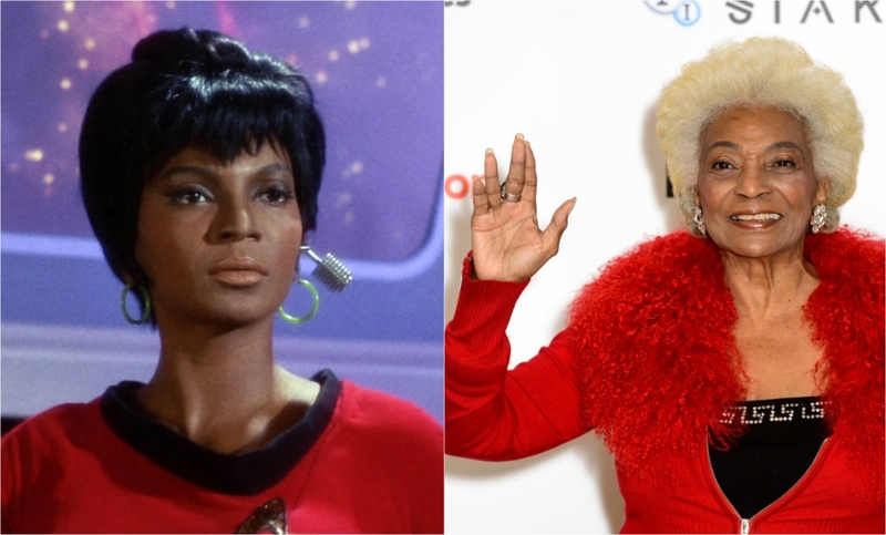 Nichelle Nichols como la teniente Uhura | MovieStillsDB Photo by murraymomo/Paramount Pictures, NBC & Alamy Stock Photo by Raymond Tang/Alamy Live News