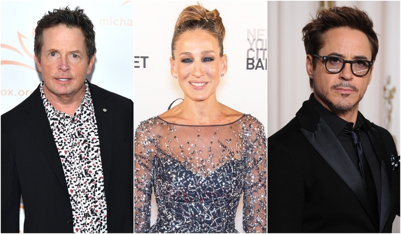 Sarah Jessica Parker: Michael J. Fox & Robert Downey Jr. | Getty Images Photo by Gilbert Carrasquillo/FilmMagic & Noam Galai / The Michael J. Fox Foundation & Alamy Stock Photo