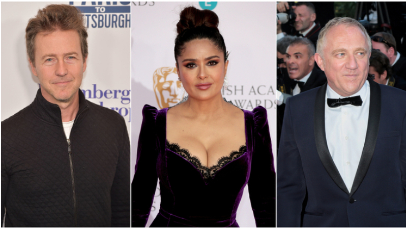 Salma Hayek : Edward Norton & Francois-Henri Pinault | Getty Images Photo by Theo Wargo & Alamy Stock Photo & Shutterstock