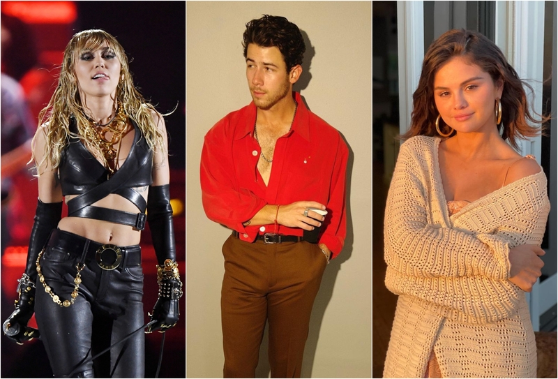 Nick Jonas: Miley Cyrus & Selena Gomez | Getty Images Photo by Ethan Miller & Instagram/@nickjonas & @selenagomez