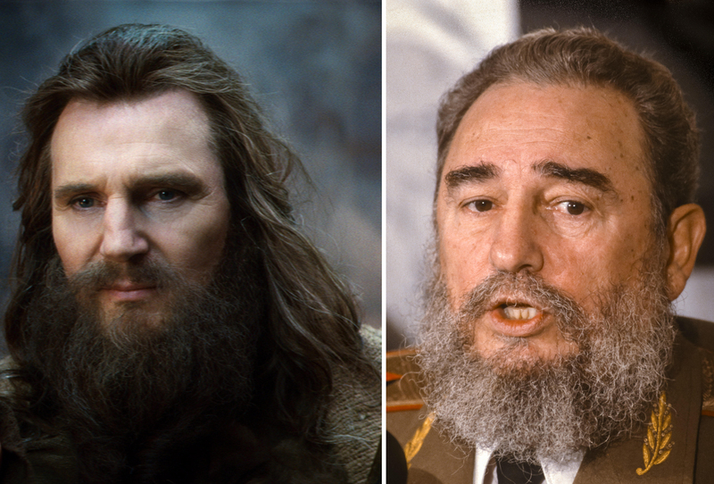 Liam Neeson und Fidel Castro | Alamy Stock Photo by Cinematic Collection/WARNER BROS & Rob Crandall