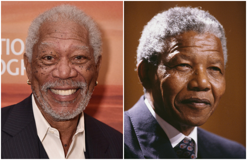 Morgan Freeman und Nelson Mandella | Getty Images Photo by Bryan Bedder/National Geographic & Georges De Keerle