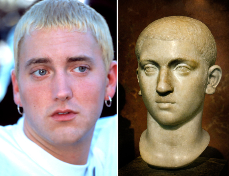 Eminem und der römische Kaiser Severus Alexander | Everett Collection/Shutterstock & Alamy Stock Photo by Peter Horree