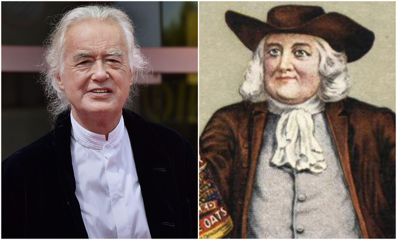 Jimmy Page und der Quaker Oats Man | Alamy Stock Photo by Rocco Spaziani/UPI & Niday Picture Library