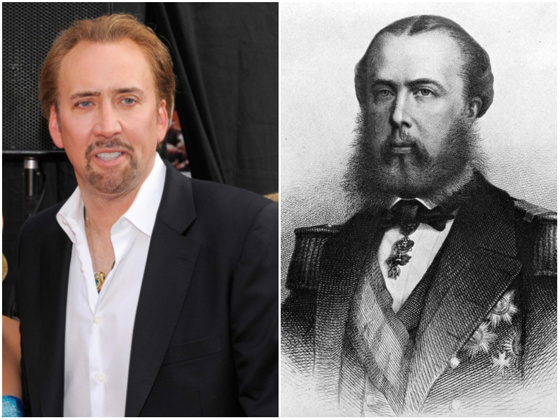 Nicolas Cage und Kaiser Maximilian I. von Mexiko | Getty Images Photo by Jemal Countess & Alamy Stock Photo by World History Archive