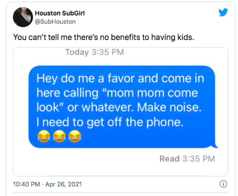 Os benefícios de ter filhos | Twitter/SubHouston