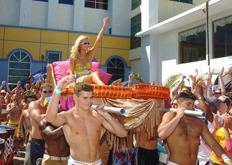 Paris Hilton on Her Man-Powered Chariot – 2005 | Getty Images Photo by Theo Wargo/WireImage