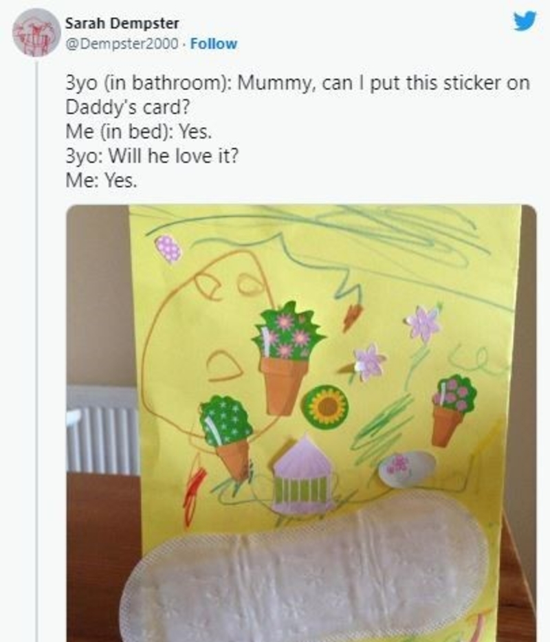 The Mom Whose Daughter Found Another Use for Panty Liners | Twitter/@Dempster2000
