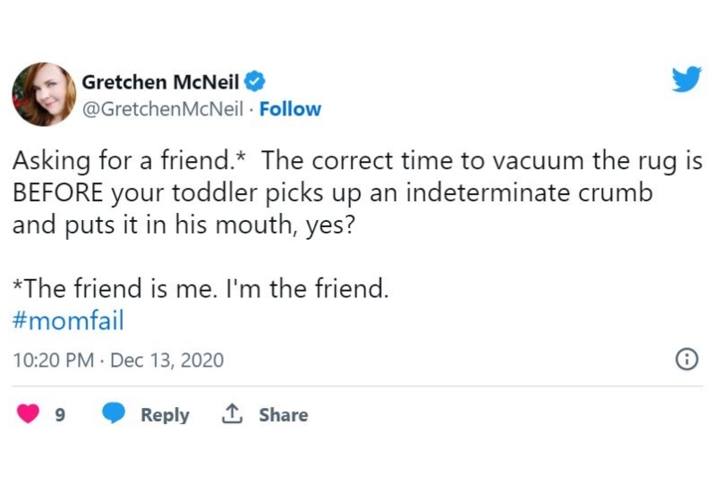 The Mom Who Should Have Vacuumed Earlier | Twitter/@GretchenMcNeil