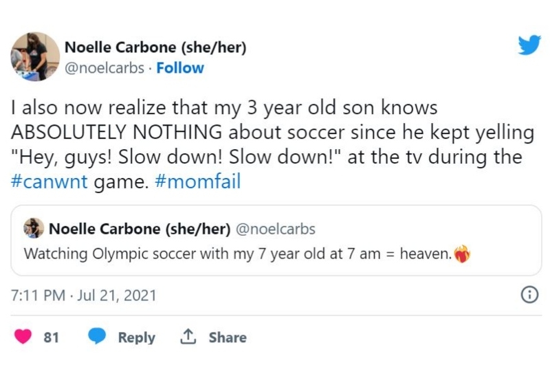 The Mom Whose Love of Sports Might Not Be Genetic | Twitter/@noelcarbs
