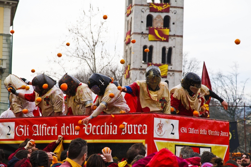 Battle of the Oranges – Ivrea, Italy | Alamy Stock Photo by Roberto Marcon 