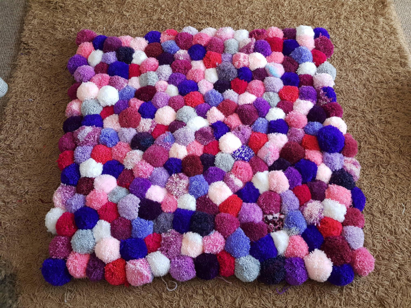 Customize a Fun Pom-Pom Rug | Reddit.com/bunneeboo