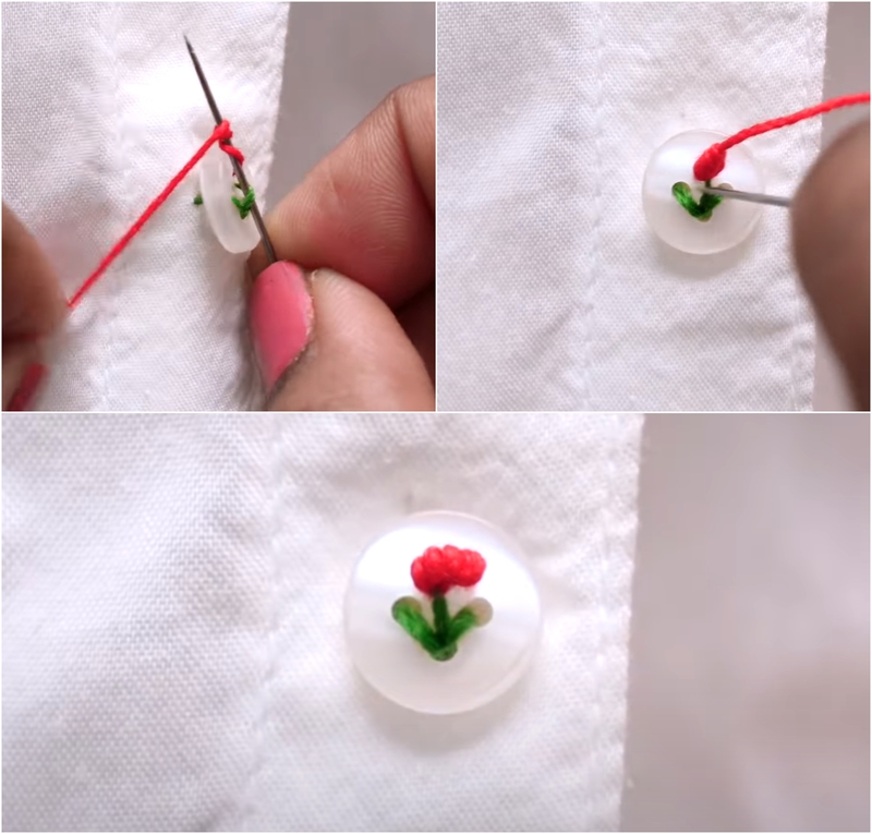 Button Thread Embroidery | Youtube.com/Artkala