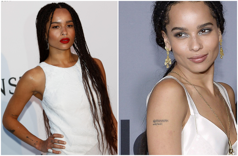 Zoe Kravitz Has 45 Tattoos | Alamy Stock Photo by Hubert Boesl/dpa picture alliance & REUTERS/Kevork Djansezian